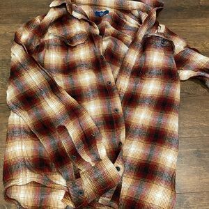Plaid Men's Shirt - Red and Brown